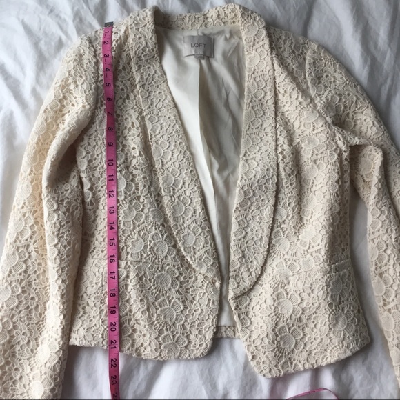 LOFT Cream Crochet Lace Blazer - Picture 6 of 12